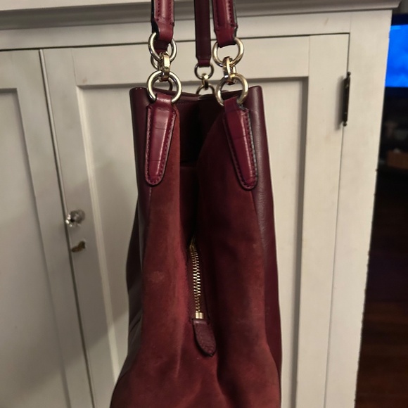 Coach Madison Shoulder Bag Maroon Leather & Suede F35723 - Picture 6 of 10